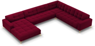 Micadoni Wohnlandschaft Mamaia 7-Sitzer Samtstoff Rot Metall Gold Rechts