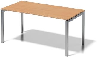 Cito Schreibtisch, 740 mm höhenfixes U-Gestell, H 19 x B 1600 x T 800 mm, Dekor buche, Gestell silber