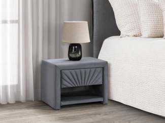 Vente-unique - 2er-Set Nachttische mit 1 Schublade & 1 Ablage - Samt - Anthrazitgrau - ULAMI
