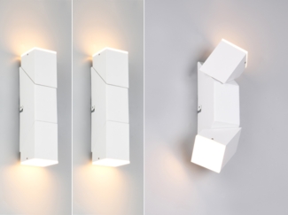 2er Set LED Wandleuchten für innen schwenkbar Weiß, Höhe 17cm