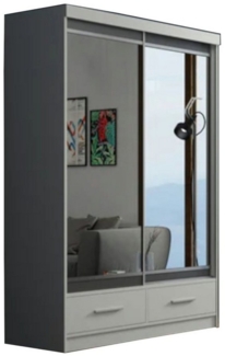 MOEBLO Kleiderschrank MARGOT (Schwebetürenschrank 2-türig Schrank Garderobe Schiebtüren Schlafzimmer, Spiegeltür, Kleiderstange und Regale, mit Schubladen) (BxHxT):120/150/200/250 x 216 x 62 cm