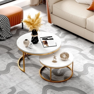 OKWISH Couchtisch 2-teiliges Couchtisch-Set mit elegantem Design (tabiler Eisenrahmen & leicht zu reinigende MDF-Tischplatte 2 -St, 2-St)