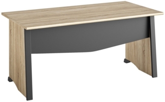 CaliCosy Industrieller Schreibtisch mit Hintergrundvorhang L120 cm - Französische Herstellung - Helles Holz