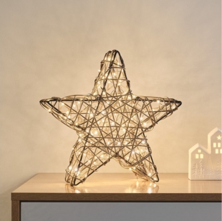 Lights4fun LED Stern 35cm Studley Rattan-LED-Stern, LED fest integriert