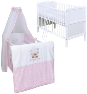 Baby-Delux Komplettbett Babybett Jack Komplettset, 10-tlg, Kinderbett 70x140 cm weiß, Bettset verschiedene Designs