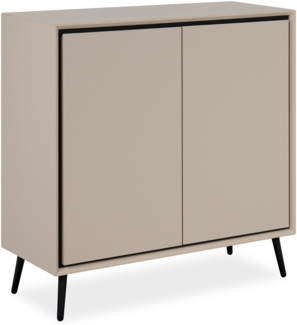 Kommode >Arona< 2 Türen, 2 Böden, in Sand / Schwarz - 90x90x38cm (BxHxT)