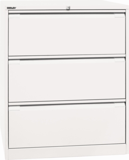 Bisley Hängeregistraturschrank, doppelbahnig, DIN A4, 3 HR-Schubladen, Farbe verkehrsweiß