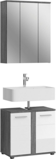 welltime Badmöbel-Set Lucca, 2 teilig, bestehend aus: Waschbeckenunterschrank, Spiegel, (Set, 2-St), hochwertige MDF Front, Badmöbel, Kombination, Kombi, Badezimmer