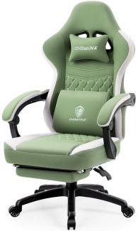 Dowinx Gaming-Stuhl Stoff-Massage-Gaming-Stuhl mit Fußstütze, ergonomisches Design, Gamer-Stuhl, maximale Belastbarkeit 160kg, Grün