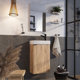 welltime Badmöbel-Set Badmöbel-Set Gesa, Schrank mit Waschbecken und Spiegel, wandhängend, Waschbeckenunterschrank mit Wachbecken und Spiegel