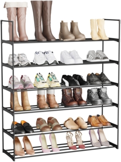 Sekey Schuhregal 6 Ebenen, Platzsparend Schuhregal für Kleiderschrank und Eingang, Metall Schuhständer für 24-30 Paar Schuhe -91 x 29.5 x 115 cm