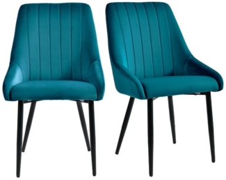 Duhome Esszimmerstuhl, 2er Set Esszimmerstuhl Polsterstuhl Stoff Samt Stuhl Retro Metallbeine