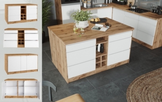 KOCHSTATION Kücheninsel KS-Bruneck, Breite 153 cm, MDF-Fronten, Arbeitsplatte 38mm stark