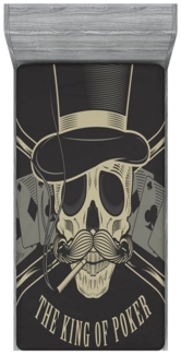 Abakuhaus Spannbettlaken Soft Dekorativer Stoff Bettwäsche Rund-um Elastischer Gummizug, Poker Schädel-Bild und Spielkarten