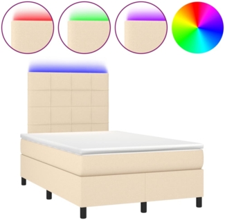 vidaXL Boxspringbett mit Matratze & LED Creme 120x190 cm Stoff 3270202