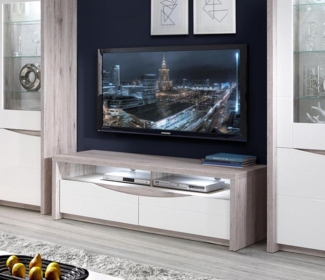 Lowboard TV-Unterschrank sandeiche weiß Hochglanz Beleuchtung