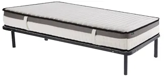 Vente-unique - ORTHOMEMORY Set aus Matratze und Bettgestell MetallStoff Schwarz - B 90 cm88 cm3,8 cm x H 19 cm5 cm25 cm x L 200 cm198 cm3,8 cm