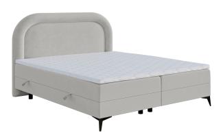 Selsey LOREO - Boxspringbett mit Samtbezug in Hellbeige, 180x200 cm