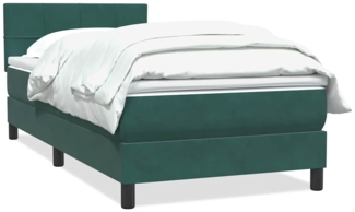 vidaXL Boxspringbett mit Matratze Dunkelgrün 80x210 cm Samt 3316188