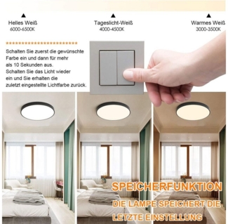 Sunicol Deckenleuchten Rund Panel Ultraflach LED Deckenleuchte, 24W-48W, Wohnzimmer Flur, 28W Ø30cm, 3000K Warmweiß/4500K Naturweiß/5000K Weiß, 3000K/4000K/5000K Dimmable