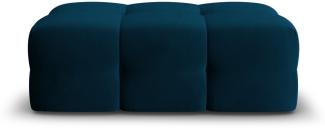 Micadoni Samtstoff Pouf Hocker Kendal | Bezug Navy Blue | Beinfarbe Black Beech Wood