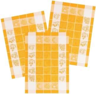 Kracht Geschirrtuch Obstbordüre, (3-tlg, 3-teilig), 3er Pack Geschirrtücher (3 Stück), ca. 50 x 70 cm, Halbleinen Jacquard