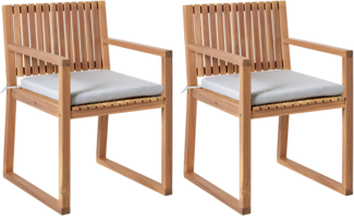 Set mit 2 Stühlen und Sitzkissen SASSARI PREMIUM zertifiziertes Akazienholz Grau meliert