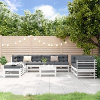 vidaXL 9-tlg. Garten-Lounge-Set Weiß Massivholz Kiefer 3186299