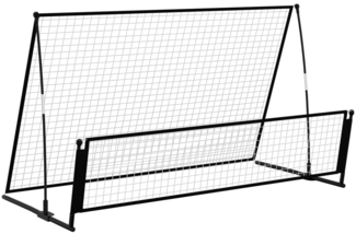 vidaXL 2-in-1 Rebounder / Fußballtor, Stahl schwarz, 202x104x120 cm