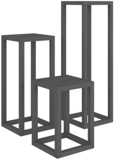 vidaXL 3-tlg. Pflanzenständer-Set Grau Massivholz Kiefer 822269