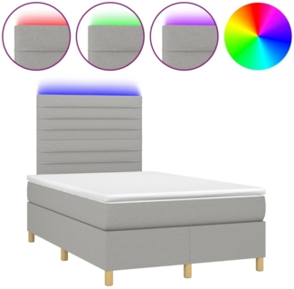 vidaXL Boxspringbett mit Matratze & LED Hellgrau 120x190 cm Stoff 3270253