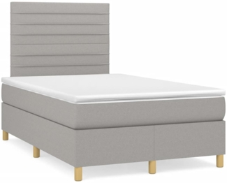 vidaXL Boxspringbett mit Matratze & LED Hellgrau 120x190 cm Stoff 3270253