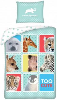 Animal Planet Bettwäsche Set aus Baumwolle Bettdeckenbezug 140 × 200 cm mit 70 × 90 cm Kissenbezug