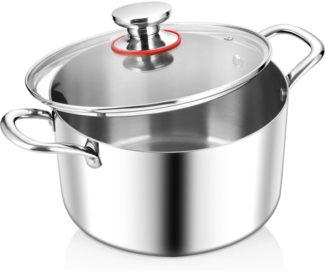 Kochtopf 20cm Suppentopf Glasdeckel 3,3L Edelstahl Topf Herd Induktion Poliert