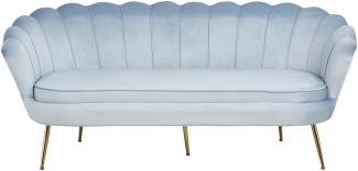 Muschelsofa 3-Sitzer Samt Hellgrau Couch Sofa Lounge Couchgarnitur Polstersofa