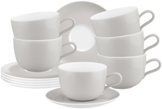 Seltmann Weiden Liberty Pure Colors Milchkaffeetasse mit Untertasse 380 ml 6er Set New Grey - DS