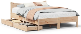 vidaXL Massivholzbett mit Schubladen 120x190 cm Kiefer 3301923