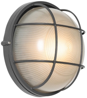 Qazqa Außen-Wandleuchte Hanneke, ohne Leuchtmittel, E27, Dunkelgrau, Industrie, Aluminium, 1-flammig