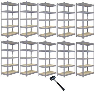 10 x Q-Rax Metall Regale in Grau / 90cm x 50cm x