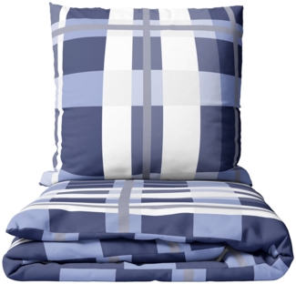 Leonado Vicenti Bettwäsche Biber Baumwolle, Biber, 3 teilig, warme Winterbettwäsche, schlichtes Karo design