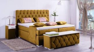 Meisterbetten Boxspringbett Jana 120x220 in VS-Olive, Matratzenbezug Nano, Ergoflex-Topper