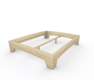 Holzbett (Fichte) "Rosi" 160 x 200 cm 38 cm ohne Kopfteil Massivholzbett Bett