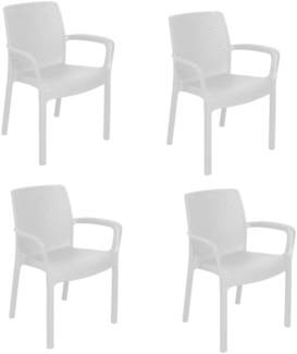 Dmora Gartenstuhl Anacleto, Gartensitzgruppe, Stuhl für Esstisch, Outdoor-Sessel mit Rattan-Effekt, 100 % Made in Italy, 54 x 60 x 82 cm, Weiß