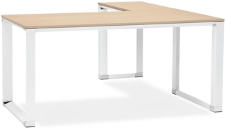 Kadima Design Winkelschreibtisch 170x160 cm | L-Form variabel Homeoffice modern | Melaminholz | beige-weißer Computertisch