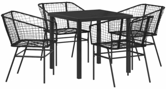 vidaXL Garten Essgruppe 5 pcs Schwarz Poly-Rattan 3380891