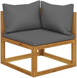 vidaXL Modular-Ecksofa mit Dunkelgrauen Kissen Akazie Massivholz 311860