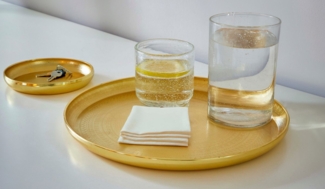 Northpoint Servierplatte 2er-Set Serviertablett Gold Schlüsselablage Runde Teller