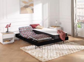 Relaxbett elektrisch - Taschenfedernkernmatratzen mit Formgedächtnis - PHANES von DREAMEA - mit OKIN-Motor - Schwarz- 2 x 90 x 200 cm