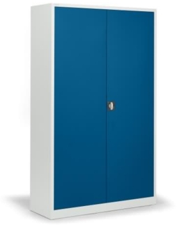 Soennecken Flügeltürenschrank 195x120x50cm lichtgrau Türen enzianblau