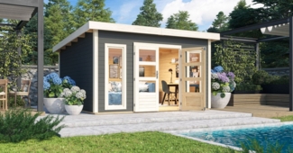 Gartenhaus Northeim 5 - 369x369 cm, 38 mm Holz terragrau, Karibu